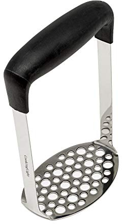 Cooking Light Heavy Duty Stainless Steel Triturador Horizontal Amplio y ergonómico, Placa Fina para puré de Patatas, Agarre Suave y Mango Antideslizante, Acero Inoxidable, Negro