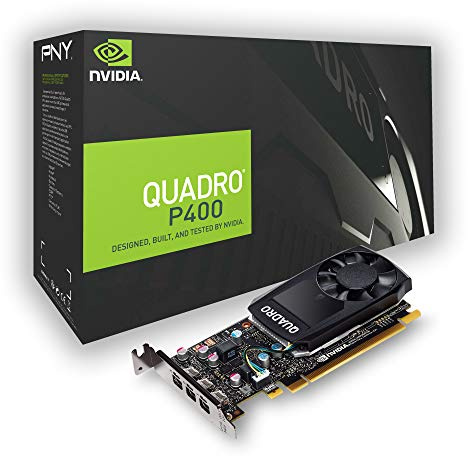 PNY Quadro P400 Carte graphique professionnelle DVI 2GB GDDR5 PCI Express 3.0 x16, simple slot, 3x Mini-Port display, 5K Support, Ventilateur actif ultra-silencieux
