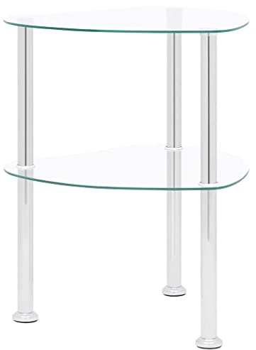 vidaXL Beistelltisch mit 2 Ablagen Couchtisch Wohnzimmertisch Sofatisch Telefontisch Kaffeetisch Glastisch Transparent 38x38x50cm Hartglas
