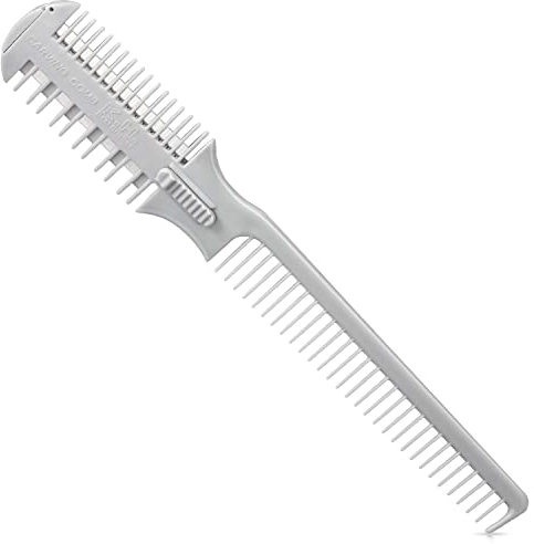 MFCGHXR Doppelseitiger Effilierkamm, Haarschneider, Kamm, Haarschneidekamm, Doppelseitiger Haarschneidekamm mit Edelstahlklingen zum Schneiden von langen und kurzen Haaren, Effilierschere