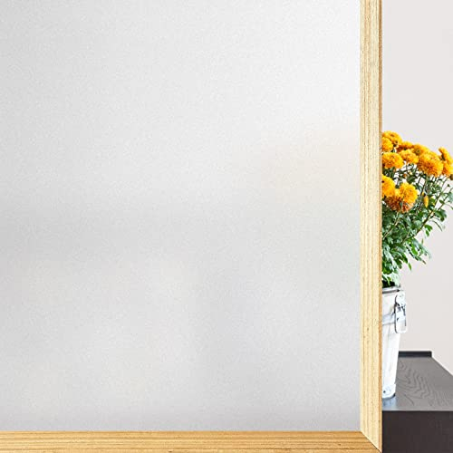 Haton Fensterfolie Blickdicht Milchglasfolie Sichtschutzfolie Fenster Selbsthaftend, Selbstklebend Sichtschutz ohne Kleber Statisch Haftend Blickschutz Klebefolie Für Bad Büro 44.5 x 200 cm