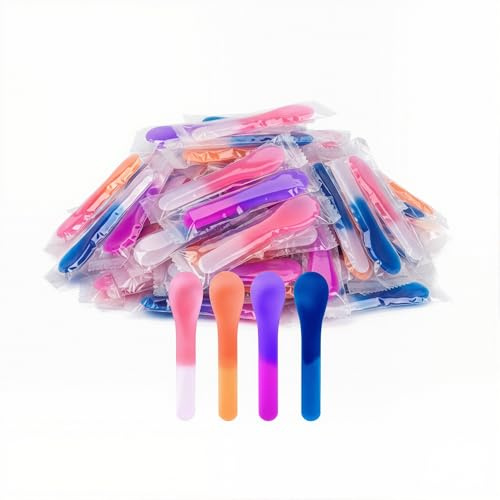 Gugowin 40 Pack Color Changing Ice Cream Spoons, 5.15 Inch Sturdy Plastic Spoons, Individually Wrapped - Captivating Temperature Sensitive Utensils for Birthday Celebrations, Events & Party Favors