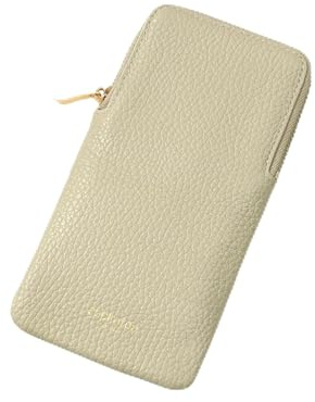 Cockatoo Sunglasses Leather Soft Case Zipper Eyeglass Pouch for Women Men (Beige)
