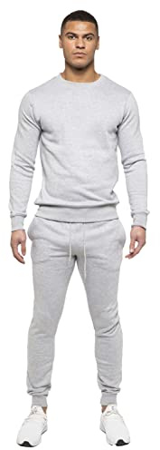 BRAND KRUZE Mens Crew Neck Long Sleeve Tracksuit Set Sweatshirt and Joggers KZMS138 TRACKSUIT GRY XL