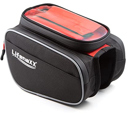 Lifenaxx Fahrradtasche LX-029 - Fahrrad Rahmentasche mit integriertem Smartphone Fach für alle Fahrradtypen: E-Bike, Mountainbike, Cityrad - Wasserdicht, Telefonfach bis ca. 6,7 Zoll, 3 L Volumen