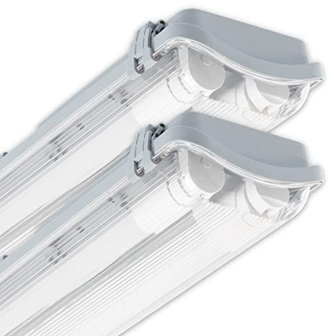 CLAR - Pantalla Estanca LED 24W, Luminaria 150cm, 2 Tubos 150cm, Tubos No Incluidos (Pack 2)