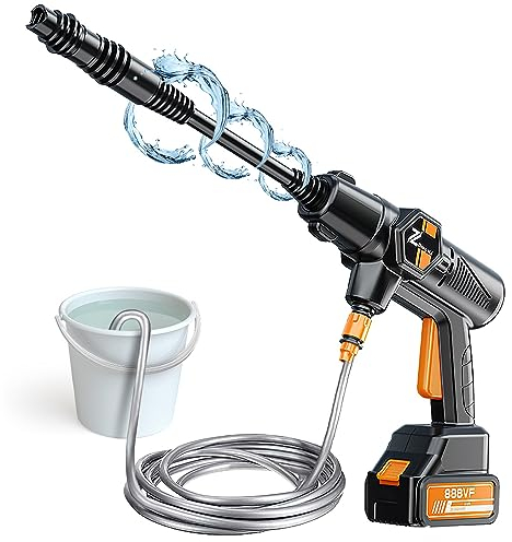 Hochdruckreiniger, 100 Bar 1450 Psi Akku-Hochdruckreiniger mit 30.000 mAh Akku, kann 6–10 Meter weit gesprüht Werden, 50–60 Minuten Lebensdauer