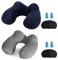 MOCOCITO 2-Set Reisekissen Aufblasbares/Nackenkissen Ergonomisch Aufblasbare Hergestellt waschbarem Kissenbezug Nackenhörnchen ideal für Reisen mit dem Auto, Flugzeug, Zug, Büro(Blau+Grau)