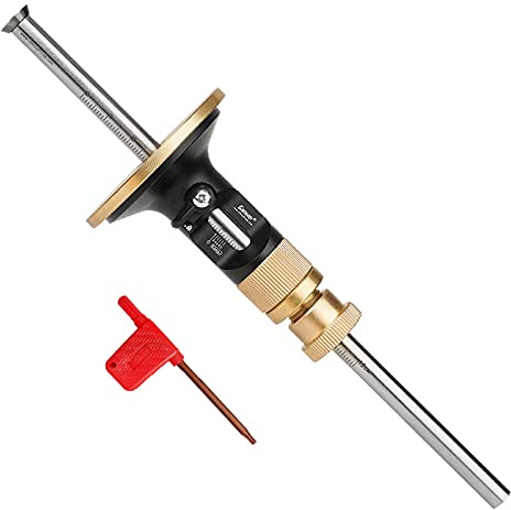 Wheel Marking Gauge Kit - 1 Extra Cutter Wrench, Wheel Marking Gauge with Carbide Blade Woodworking Jig Wheel Marking Gauge Tool Scriber Mortise Gauge,Metric Ruler for Woodworker