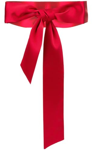 CRASPIRE 5,1 cm largo rosso da donna lungo skinny sciarpa cintura abito raso cinture in vita doppio nastro fazzoletto laterale morbido raso di seta per matrimonio fascia collo cravatta danza festa