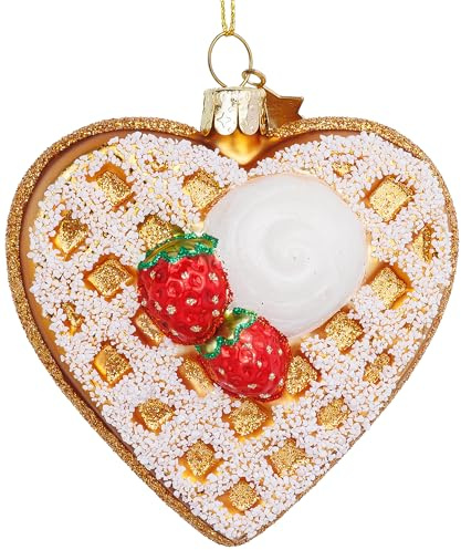 SIKORA Waffel Herz besondere Weihnachtskugel Glas Christbaumschmuck Deko Figur Weihnachten Anhänger Ornament - Trend Line - BS674