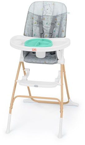 Bright Starts, Seggiolone Pieghevole Compatto Winnie The Pooh Disney Baby, Piatto Sicuro Alimentare, Imbracatura 5 Punti, Unisex, Classic Pals, 6+ Mesi