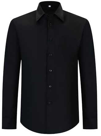 MISEMIYA - Camisa Camarero Hombre con Mangas LARGAS - Uniforme HOSTELERIA para Hombre - 8734 - L, Negro