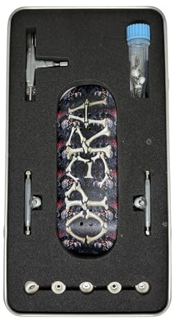 LEEFAI Pro Fingerboard Complete 34 * 96mm Maples Wood Deck,UV Printing Graphic 4.0 Trucks Regular kingpins & 5 Urethane Bearing Wheels-Op3ra V3-Bones Design