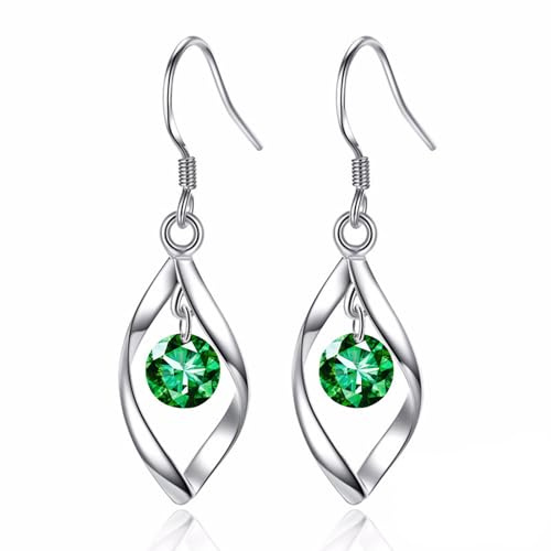 Zolkamery Ensemble de bijoux en argent 925 pour femmes, chaîne 925 en argent sterling avec torsion et boucles d'oreilles pendantes, ensemble de bijoux en argent avec chaîne et boucles d'oreilles