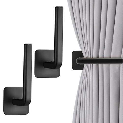 Lot de 2 Embrasses de Rideaux Autocollantes en Forme de L Rideaux sans Perçage Crochets Adhésifs Embrasse Embrasses de Rideaux Adhésives Attaches pour Rideaux