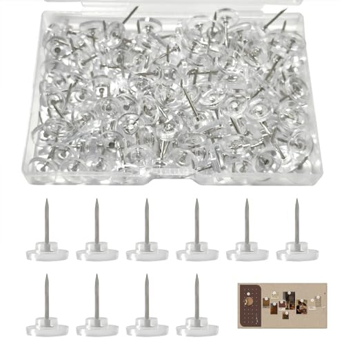 Lot de 150 Punaises Transparentes, Punaise Transparente Epingles à Tableau Transparente Punaises Transparentes Punaise Plate avec Tête Plate Tableau Liège Épingles de Riz avec Tête pour École Bureau