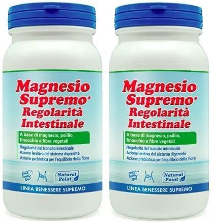 Natural Point - Magnesio Regolarità 300 gr (2 confezioni da 150 grammi) - magnesio formula per favorire la digestione con fibre di Guar, Finocchio e Psillio