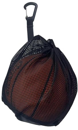 Basketförvaring nätväska – svart, hållbar nätdragsko, bollhållarväska | sportutrustningsarrangör, lätt näthandväska med klämkrok | praktisk förvaring för basket