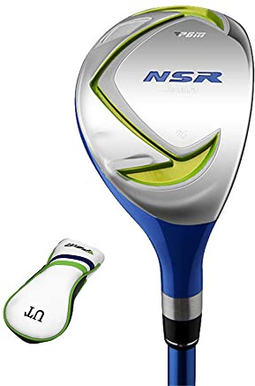 1#/5# Asta per mazze da golf in legno NSR per bambini, destrorsi, ragazzi e ragazze, piloti da golf, in ferro Hybird, asta in grafite, con copertura per la testa (blu, 6-8 anni (5#))