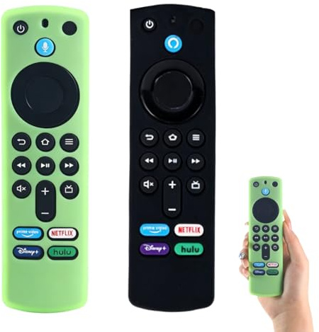 GXGM 2 piezas de funda para mando a distancia por voz Alexa, funda de silicona compatible con el mando a distancia por voz ALEXA de 3.ª generación (verde y negro)