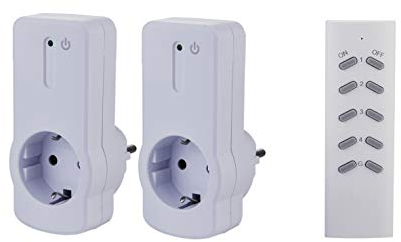 ZEYUN Enchufes Inalámbricos con control remoto (2+1) para interiores, 3680 vatios, alcance 30 m, con Control Remoto, Blanco (2 PACK)