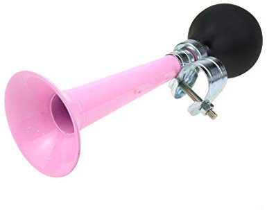 AUTUT Bike Bugle Horn Retro Clown Horn Metal Air Horn with Squeeze Bulb for Bicycle Golf Cart, Pink