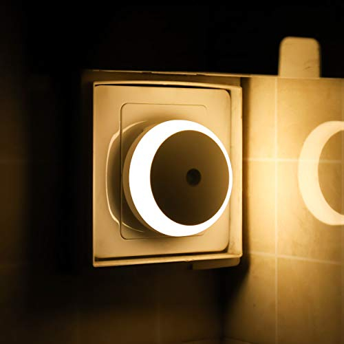 myCozyLite Nachtlicht Stecker, Steckdosenlicht mit Dämmerungssensor, Warmweiß, Energieeffizient, Lichtsensor, Smart Nachtlicht für Schlafzimmer, Bad, Küche, Rund, 2er Pack