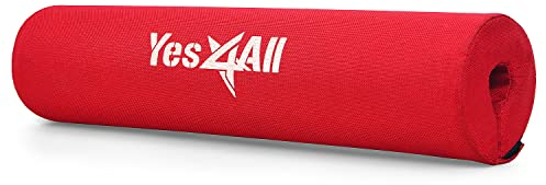 Yes4All Barre avec mousse épaisse et coussinet en nylon, épaulière pour les fentes, les squats et la poussée de la hanche – Convient aux barres olympiques standard, Rosso