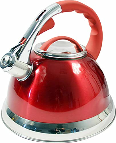 New 3.5L RED Stainless Steel Lightweight Whistling Kettle Camping Cordless Home