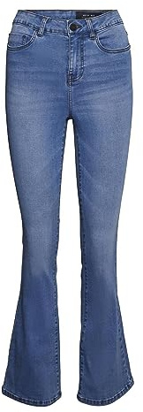 Noisy may NMSALLIE HW Flare Jeans da Donna VI162LB – Flare Fit – Blu – Denim Light Blue Denim Jeans W25-W32 Stretch 75% Cotone, Mix Blu Chiaro, 28W x 32L