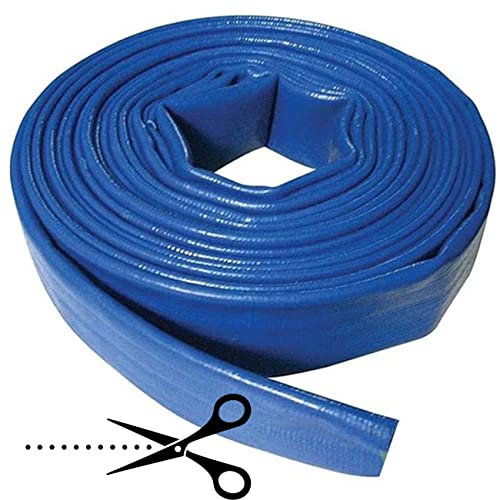 Suinga - Manguera de descarga plana 40MM, AL CORTE POR METRO, Poliester PVC Azul Goma Layflat de Incendios, Construcción y Piscinas