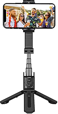 Hohem iSteady Q Selfie Stick Tripod w/Extendable Stick with Remote 1-Axis Gimbal Stabilizer, Face Tracking & 360°Rotation for iPhone 13 Pro Android Video Recording Vlog (Black)