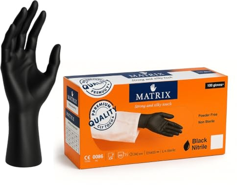 Commerline 100 Stycken L Engångshandskar | Nitril Handskar Gummihandskar Engångshandskar | Puderfria Latexfria Nitrilhandskar, Svart