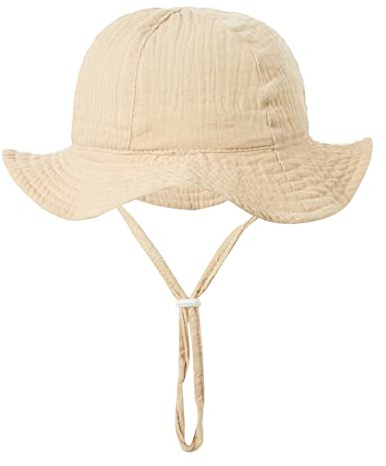 PythJooh Baby Girl Boy Soft Cotton Sun Hat with Adjustable Straps for 3-12M