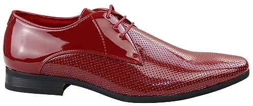 TruClothing.com Zapatos De Hombre Formal Perforado Afilado Con Cordones Negro Rojo Blanco Charol PU, rojo, 45 EU