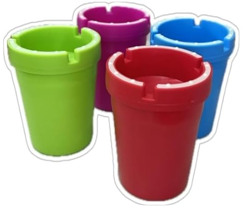 Colour Butt Bucket Extinguishing Ashtray for Car, Auto, Truck, Home, Office, Beach - Portable Cigarette Smoking Accessory, Four Colours (Pack of 4)