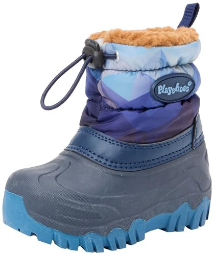 Playshoes Winter-bootie Berge Unisex Kinder Schneestiefel, Blau Berge, 34/35 EU