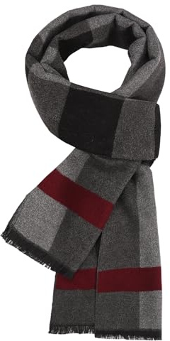 UMIPUBO Bufanda Hombre Invierno Pañuelos Fular Cuello Foulard Mantón Tartán Moda Suave Larga Bufandas Cálido y Acogedor Casual de Negocios Elegante Scarf 180x30cm (Rayas grises, One Size)