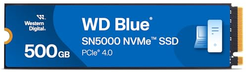 WD Blue SN5000 500GB SSD, Disque SSD Interne, M.2 2280 NVMe SSD, PCIe Gen4, jusqu'à 5000 MB/s, nCache Technology, Comprend Acronis True Image for Western Digital, Clonage de Disque et Migration.