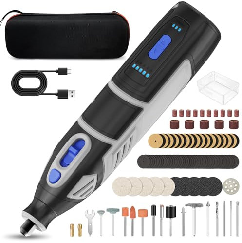 HARDELL Utensile Multifunzione 12V Senza Fili, Strumenti a Trapano Elettrico a 5 Velocità (8000-35000 RPM), Batteria da 2AH con 80 Accessori per Levigatura, Lucidatura, Incisione, Taglio, Foratura