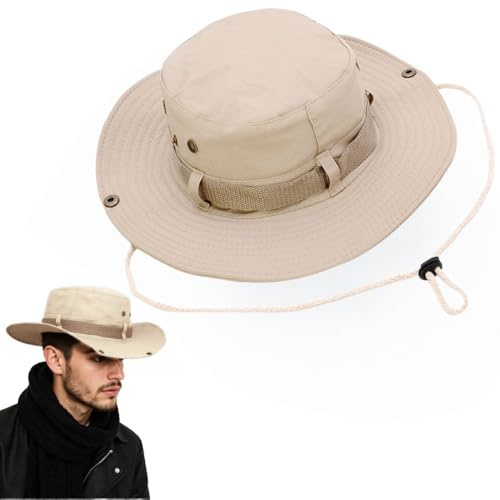 SDXCJY Men & Women's Adjustable Buckle Safari Sun Hat, Jungle Style, Perfect for Fishing, Hiking & Outdoor Activities. UV-Protected and Foldable (UK, Alpha, One Size, Ivory White)