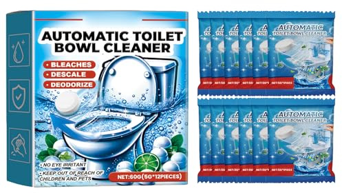 Mnozreo Pastillas de Limpieza de WC,Tabletas de Limpieza de Inodoro,Tabletas de Eficiencia Inodoros,Limpiador Efervescente Multifuncional Limpiar Baños,Bloques de Azules,12PC