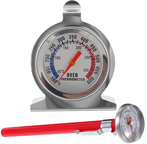 LABRIMP 2 Piezas Termómetro Horno y Parrilla Inoxidable con Sonda de Carne y Aceite Lectura Instantánea de Multifunctional para Cocina y Barbacoa