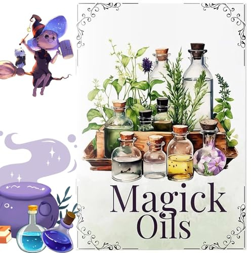 Magick Oils Quick Reference Book, 54 Attributes, Relationships & Uses, Kitchen Witch Spells & Herb Magic Guide, Beginner Witches and Herbal Recipes, Magic Oils Book Kitchen Witch (White)