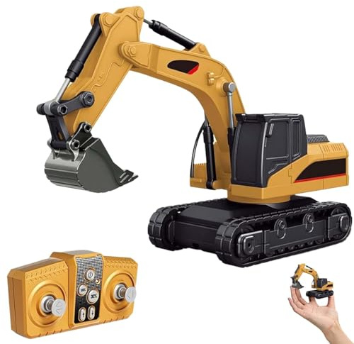 Kouamor 2 in 1 Remote Control Excavator Toy, 2.4GHz Mini remote control digger Excavator Toy, Engineering Construction Vehicle Toy, with LED & sound effect, for Kids boys gifts 3-12 yrs (excavator)
