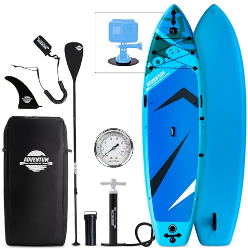 Tavola da SUP gonfiabile 329 cm – fino a 230 kg - Supporto per action camera - All-round, ultra stabile e manovrabile per principianti e intermedi, fitness, yoga e tempo libero - Blu laguna