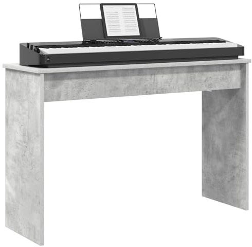 vidaXL Supporto per Tastiera Grigio cemento 100 x 32 x 64 cm, Supporto per tastiera in legno, resistente e moderno, accessorio da salotto per la musica, ideale per studio