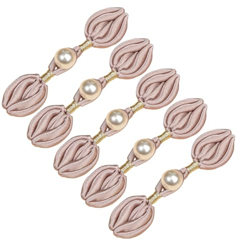 5Pcs Pearls Embellished Cheongsam Knot Button Chinese Knot Button for Traditional Chinese Costume Wedding Dress Cloak Flower Leg