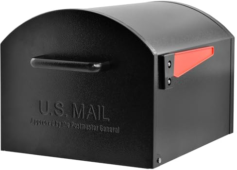 Mail Boss Orca XL Extra Large Steel Mailbox – USPS Approved T4 Rural Mailbox – Heavy-Duty Galvanized Steel, Powder-Coated, Non-Locking Design – Model #7306, Black